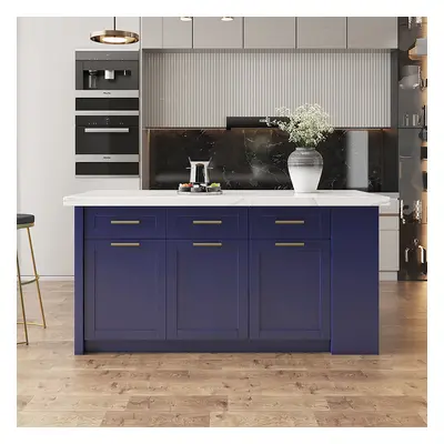 72" Kitchen Islands with Multi-Storage Blue Modern Kitchen Cabinet