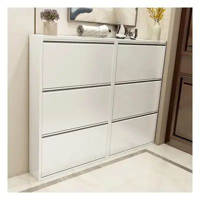 650mm White Narrow 3 Tiered Shoe Storage Cabinet Wall Mounted in Medium