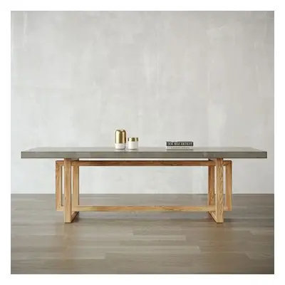 Japandi 1600mm Concrete Grey Dining Table Rectangle Wooden Tabletop