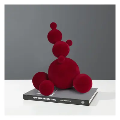 Abstract Accumulate Snowballs Snowman Sculpture Art Modern Resin Flocking Decor Wine Red