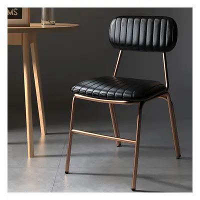 Set of 2 Faux Leather Dining Chairs with Upholstered & Metal Frame Modern Black Dining Room Chai