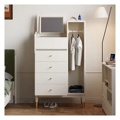 Modern White Mirrored Dresser Chifforobe Wardrobe Closet with 4 Drawers