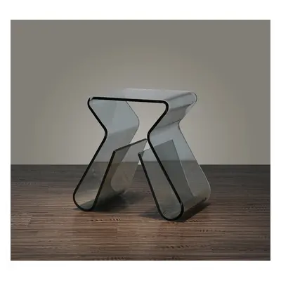 Stylish Side Table Acrylic Smoky Grey End Table with Storage Accent Table