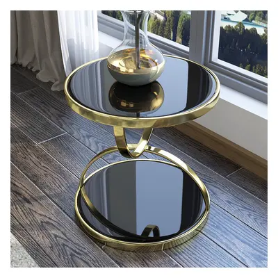 500mm Round Tempered Glass Gold Side Table