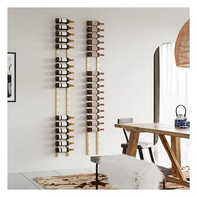 Modern Gold Wall Mounted Wine Bottle Rack 21-Bottle Metal Wine Rack