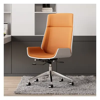 Orange Faux Leather Office Chair Desk Chair with Wheels & Adjustable Height