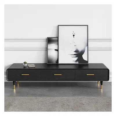 Modern 63 Inch Black TV Stand Rectangle Media Stand Wood TV Console with 3 Drawers