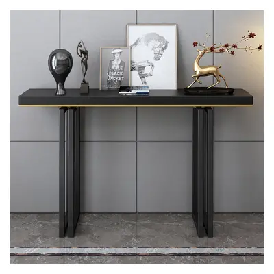 1200mm Entry Accent Table Narrow Console Table Black Solid Wood & Metal in Large