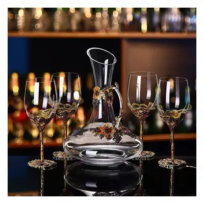 5-Piece Red Wine Glass Set Exquisite Vintage Decanter