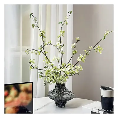 5pcs Artificial Cherry Blossom Branches Set with Abstract Vase Desktop Artificial Plant