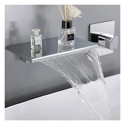 Waterfall Wall Mount Chrome Single Lever Handle Bathroom Basin Tap Solid Brass