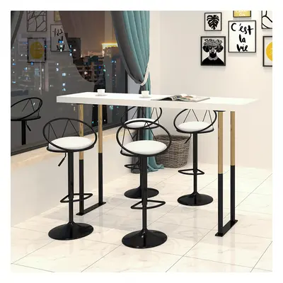 Modern White PU Leather Counter Stools (Set of 2) Adjustable Height & Swivel