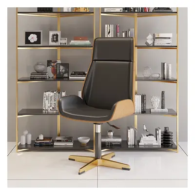 Black Leather Modern Home Office Chair Upholstered High Back Executive Chair