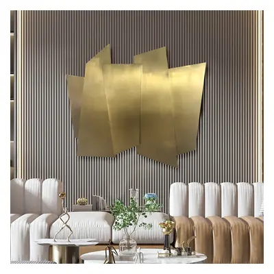 900mm Luxury Irregular Stainless Steel Wall Decor Geometric Art in Gold for Living Room