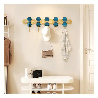 Gold & Blue Luxury Entryway Wall Mounted 5-Hook Coat Rack