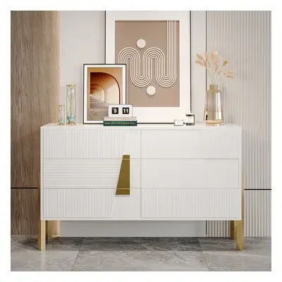 1400mm Modern White 6 Drawer Dresser Fluted Chest Storage Cabinet