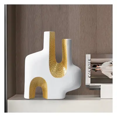 Modern Resin Abstract Sculpture Decorative Figurine Object Desk Decor Art White & Gold