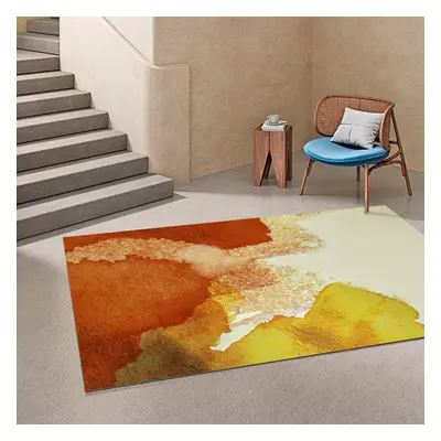 1800mm x 2700mm Modern Orange Faux Cashmere Area Rug for Living Room & Bedroom