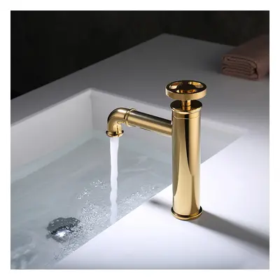 Ruth Industrial Gold Monobloc Bathroom Basin Tap Single Knob Solid Brass