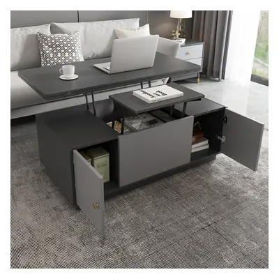 Modern Grey Multifunctional Rectanglular Lift-top Coffee Table with Storage