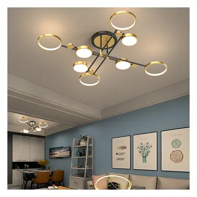 Nordic Style Semi Flush Mount Lighting Gold/Black Ceiling Light Fixture LED Ring