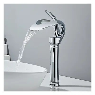 Modern Elegant Waterfall Bathroom Countertop Basin Tap Single Handle Solid Brass Chrome