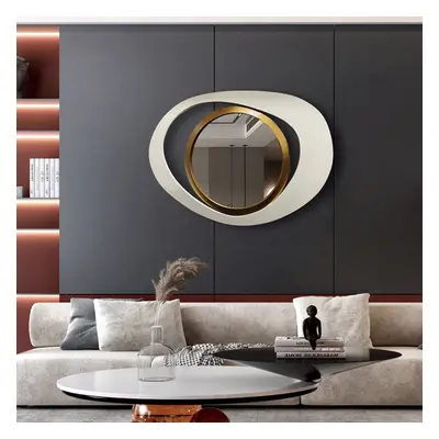 Modern White & Gold Abstract Geometry Wall Mirror Decor Living Room Bedroom