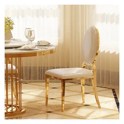 Modern Luxury White Dining Chair Upholstered Side Chair Gold Stainless Steel Set of 2