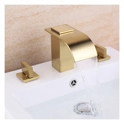 Milly Waterfall Dual Lever 3 Holes Basin Tap Solid Brass for Bathroom