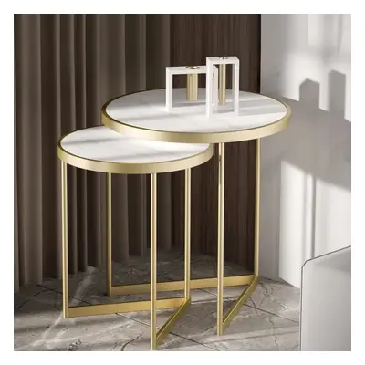 White End Table Sets Modern Marble Top Nesting Side Table