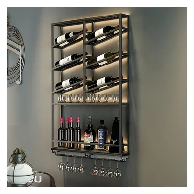 Industrial Wall Mounted Wine Rack with Bottle Rack -Black