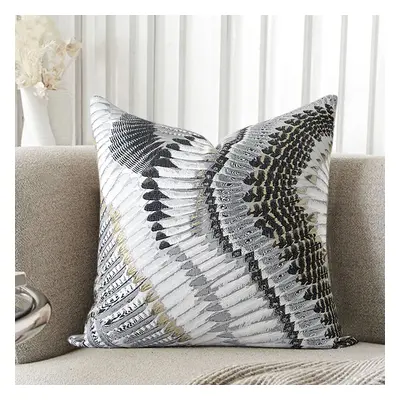 450mm x 450mm Modern Abstract Gold feather Throw Pillow Cover Silk Cushion Protector