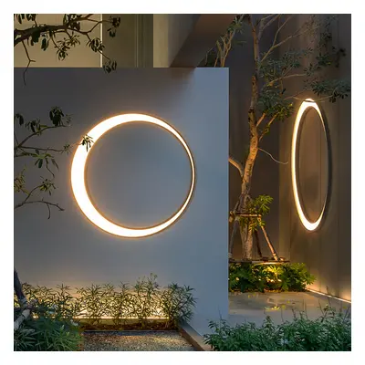 Modern Outdoor LED Wall Sconces Round Gray Waterproof Garden Lighting