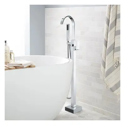 Dree Floor Mounted Bath Filler Single Lever Handle Standing Bath Tap Handheld Shower