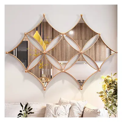 Luxury Gold Metal Wall Mirror Geometric Rhombus Home Decor