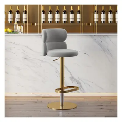 Black Velvet Swivel Bar Stool with Full Back & Gold Pedestal Base Adjustable Counter Height Bar 