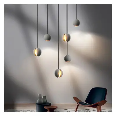 Moon Cement Pendant Light Grey Hanging Light set of 6