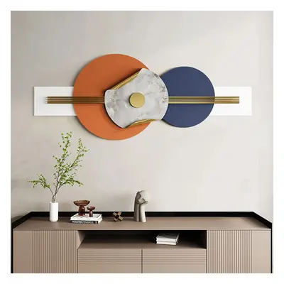 1200mm Modern Round Metal Wall Decor Overlapping Design in White & Orange