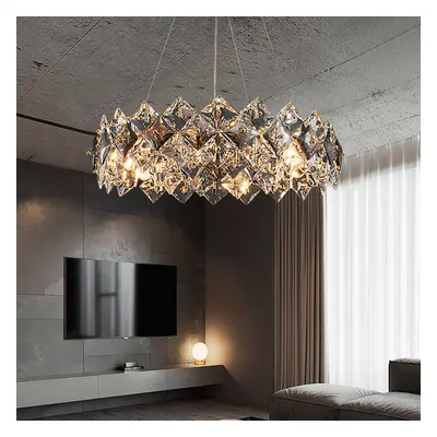 Crystack Modern 8-Light Tiered Crystal Chandelier with Adjustable Cables