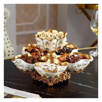 2 Tired Dried Fruit Snack Basket Resin Decorative Serving Storage Tray Bowl