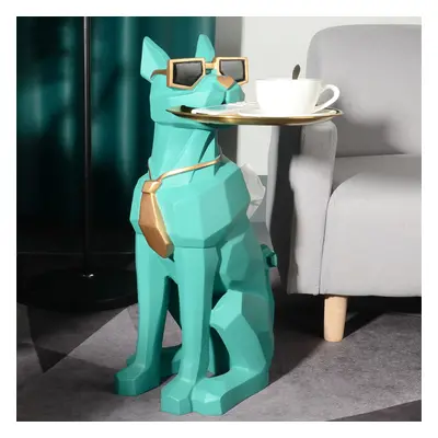 Dog Sculpture Resin Side Table with Tray Top & Tissue Box