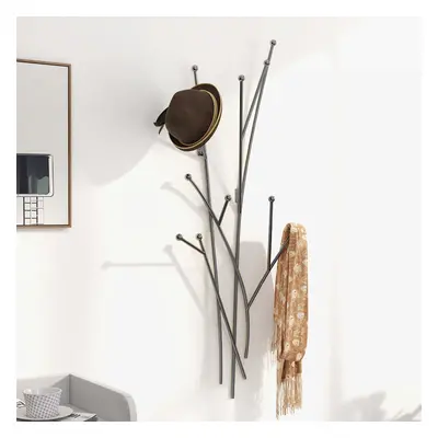 11 Hooks Wall Mounted Coat Racks Iron Entryway Furniture Tree Branch Shape in Black (310mm)