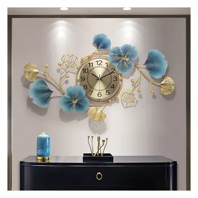 830mm Light Luxury Creative 3D Metal Ginkgo Leaves Artistic Wall Clock Home Decor Art