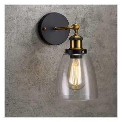 Industrial Clear Glass Shade Metal Base Swing Arm Indoor Wall lamp & Single Edison Bulb