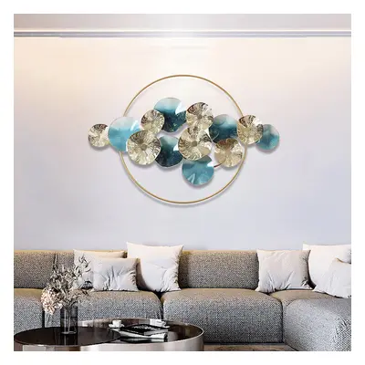 900mm Modern Light Luxury Hollowed Leaves Metal Wall Decor in Blue for Living Room