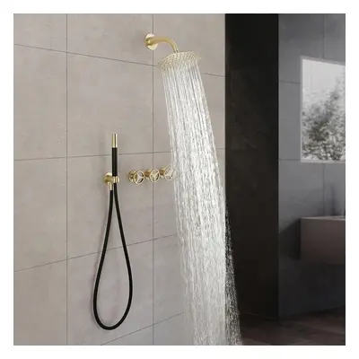 Ave Rain Shower Mixer with 200mm Shower Head and Hand Shower in Brushed Gold