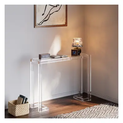 Savea 1200mm Crystal Clear Acrylic Rectangle Console Table with Glass Top