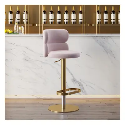 Modern Swivel & Adjustable Velvet Bar stools with Back Pink Counter Stool with Gold Base