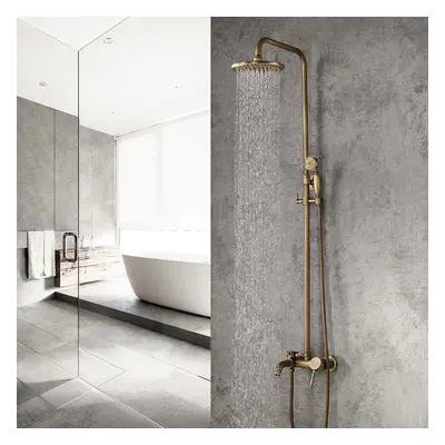 Antique Brass Single Lever Exposed Rain Shower System with Hand Shower & Bath Filler