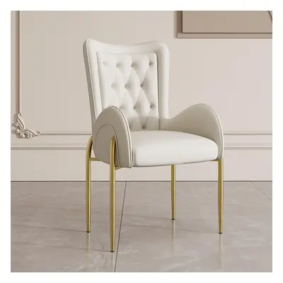 Oakic White PU Leather Upholstered Dining Chair Modern Tufted Wingback Chair with Arm